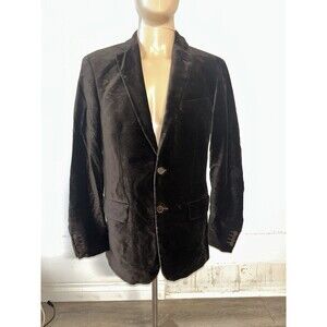Zara Man Blazer Mens Brown Velvet Tailored Fit 2 Button Coat Jacket Sleeve Sz 40